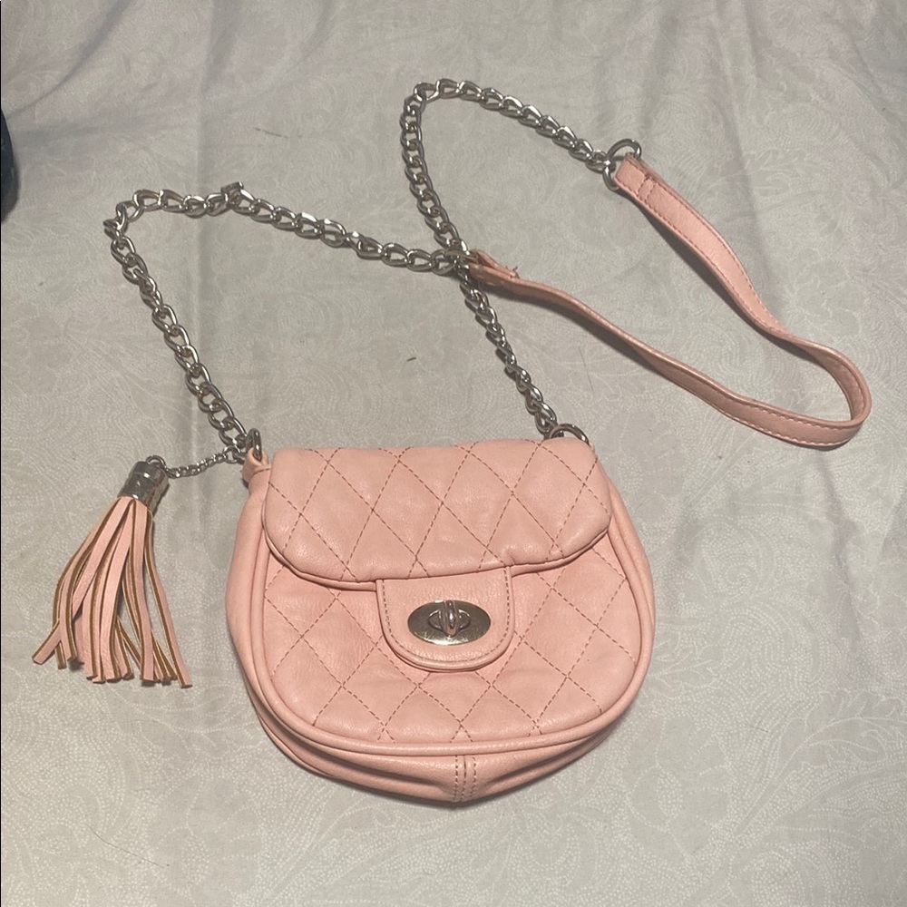 Pink Quilted Chain Strap Bag